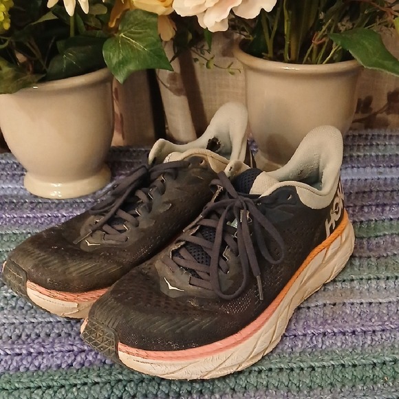 Hoka Shoes - Hoka Running Shoes in Black with White and Pink Highlights 10.5